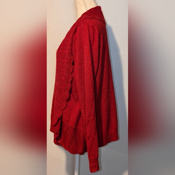 Women's Rebecca Malone blouse with attached cardigan. Sz. Large. NWOT. Red - Picture 4 of 6